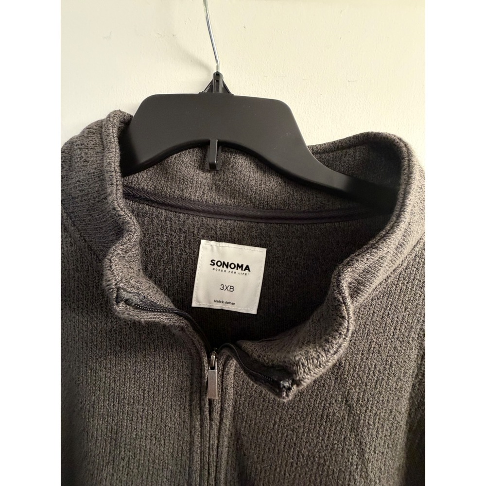 Sonoma Mens 3XB Sweater Fleece Quarter Zip Pullover Charcoal Gray New - Picture 2 of 4